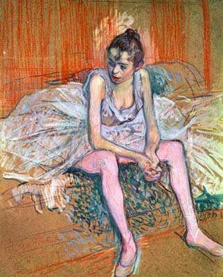 Henri de Toulouse-Lautrec - "Seated dancer in pink tights" - 1890