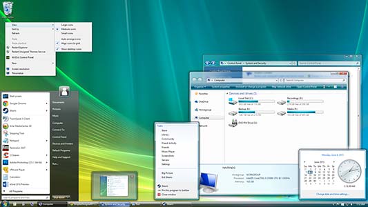 Windows Vista con la nuova e criticatissima GUI Aero